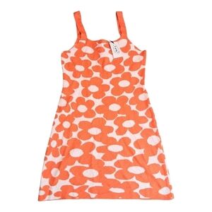Cider Orange Floral Pattern Sleeveless Dress